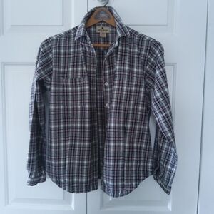 Woolrich Pembertonwomen's Flannel Black and White Plaid Button Down Shirt